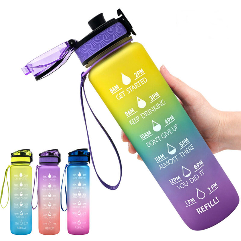 1L Tritan Plastic Water Bottle With Time Marker - Image 4
