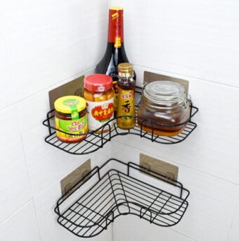 Punch-free Wall Bathroom Storage Rack Kitchen Corner Shelf Household Tripod - Image 2