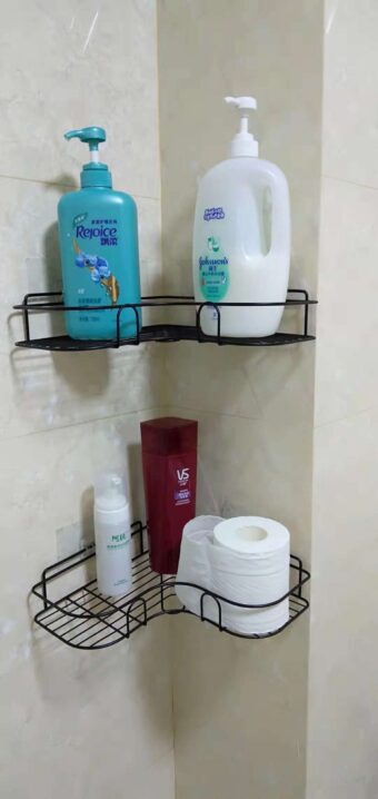 Punch-free Wall Bathroom Storage Rack Kitchen Corner Shelf Household Tripod - Image 5