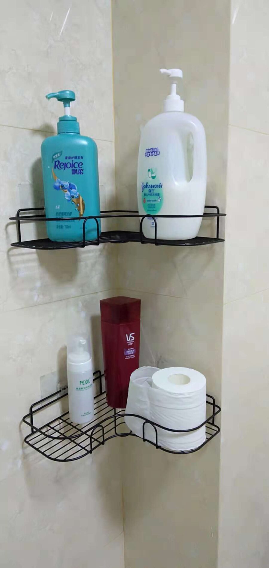 Punch-free Wall Bathroom Storage Rack Kitchen Corner Shelf Household Tripod - Image 5