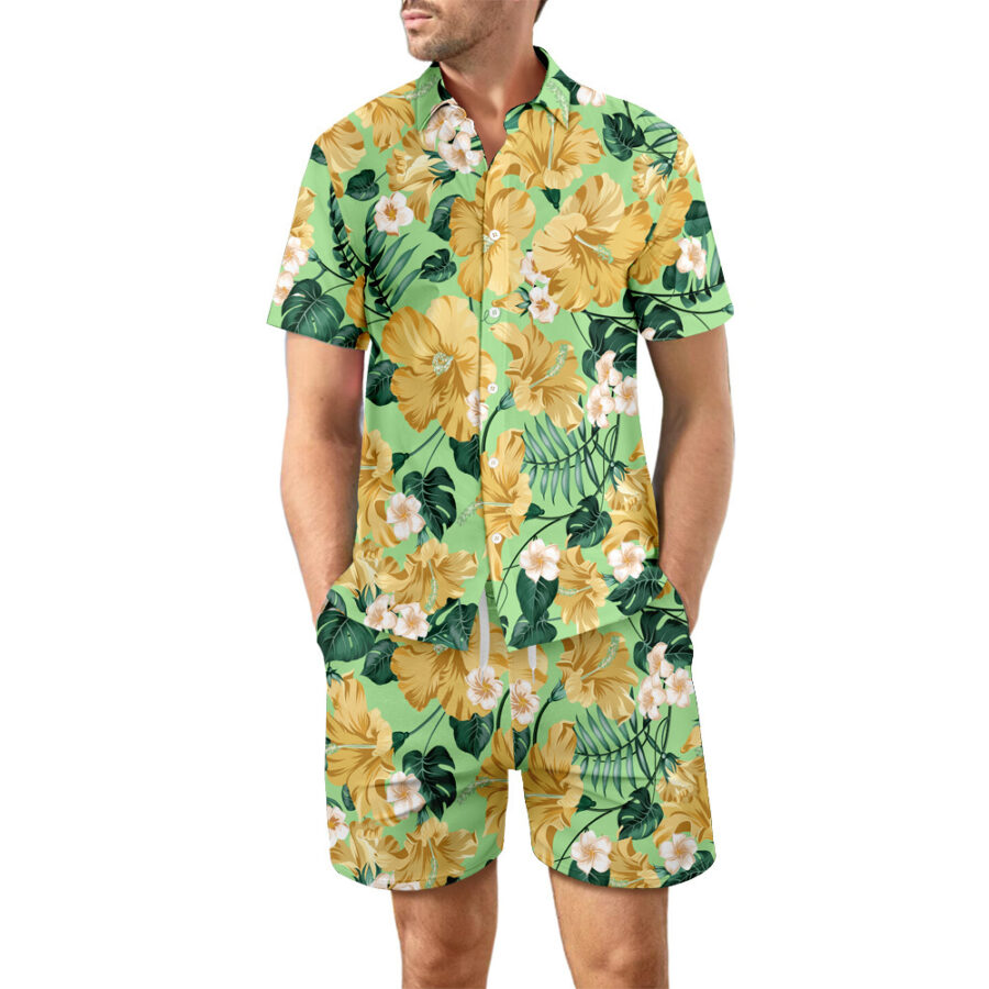 2Pcs Printed Beach Shirt Summer Suit Loose Lapel Button Top And Drawstring Pockets Shorts Casual Short Sleeve Suits For Men Clothing - Image 8