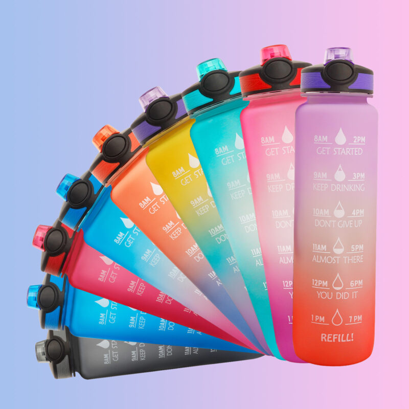 1L Tritan Plastic Water Bottle With Time Marker - Image 3