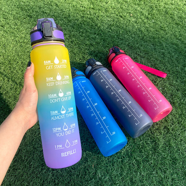 1L Tritan Plastic Water Bottle With Time Marker - Image 2