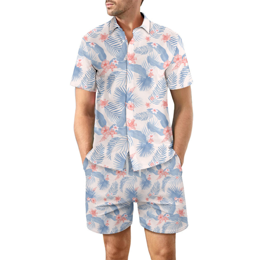 2Pcs Printed Beach Shirt Summer Suit Loose Lapel Button Top And Drawstring Pockets Shorts Casual Short Sleeve Suits For Men Clothing - Image 5