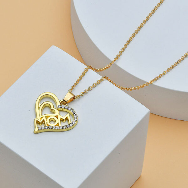 Mother's Day Mom Heart Shape With Diamond Letter Necklace For Women Fine Jewelry Women Accessories Fashion Jewelry - Image 5