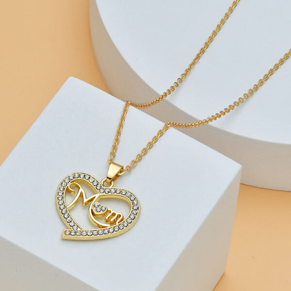 Mother's Day Mom Heart Shape With Diamond Letter Necklace For Women Fine Jewelry Women Accessories Fashion Jewelry - Image 8