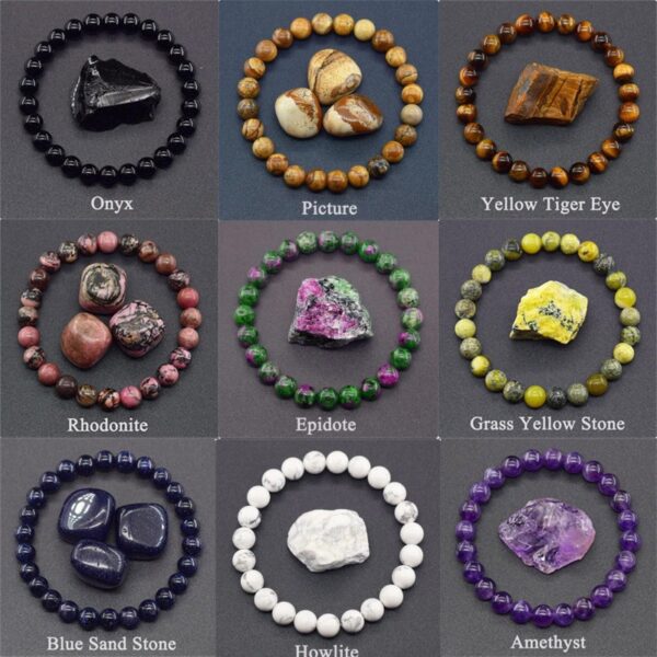 Natural Stone Elastic String Beaded Bracelet Jewelry Stone Tiger Eye Beaded Yoga Bracelets For Men Women - Image 2