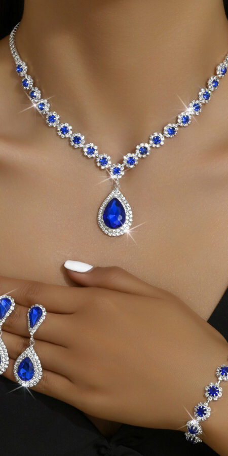 Fashion Jewelry Bridal Jewelry Suit Necklace Ear Stud Bracelet Three-piece Set