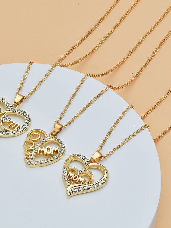 Heart & Diamond-Style Letter Necklace — Mother's Day Gift