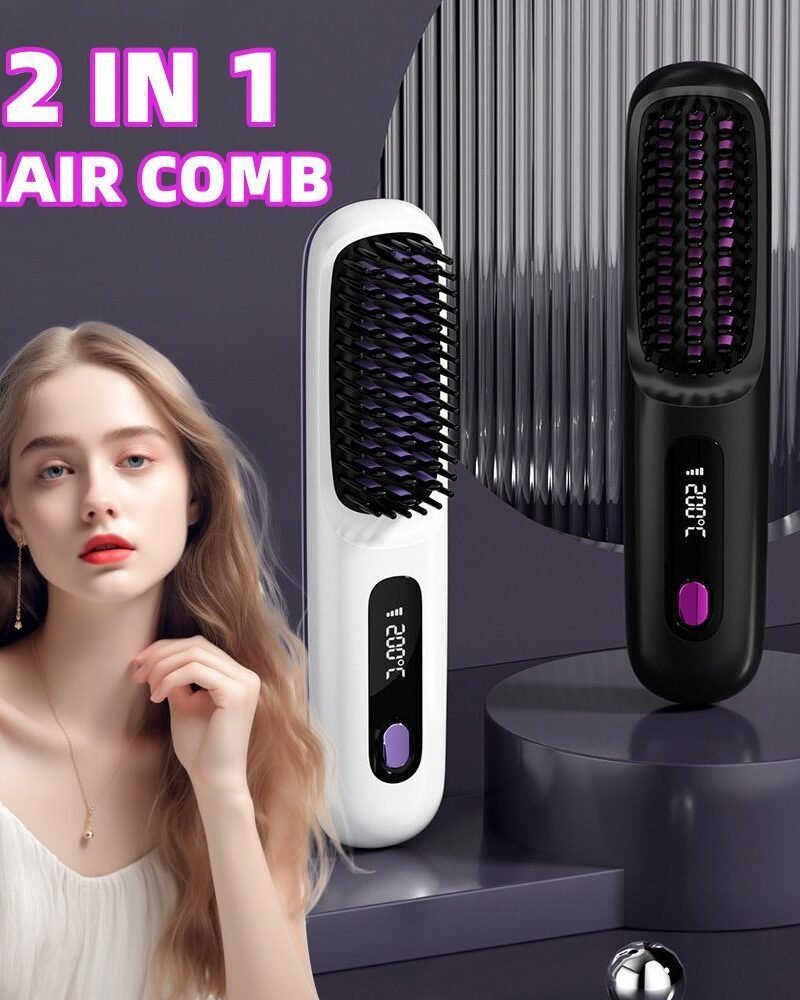2-in-1 Hair Straightener Brush
