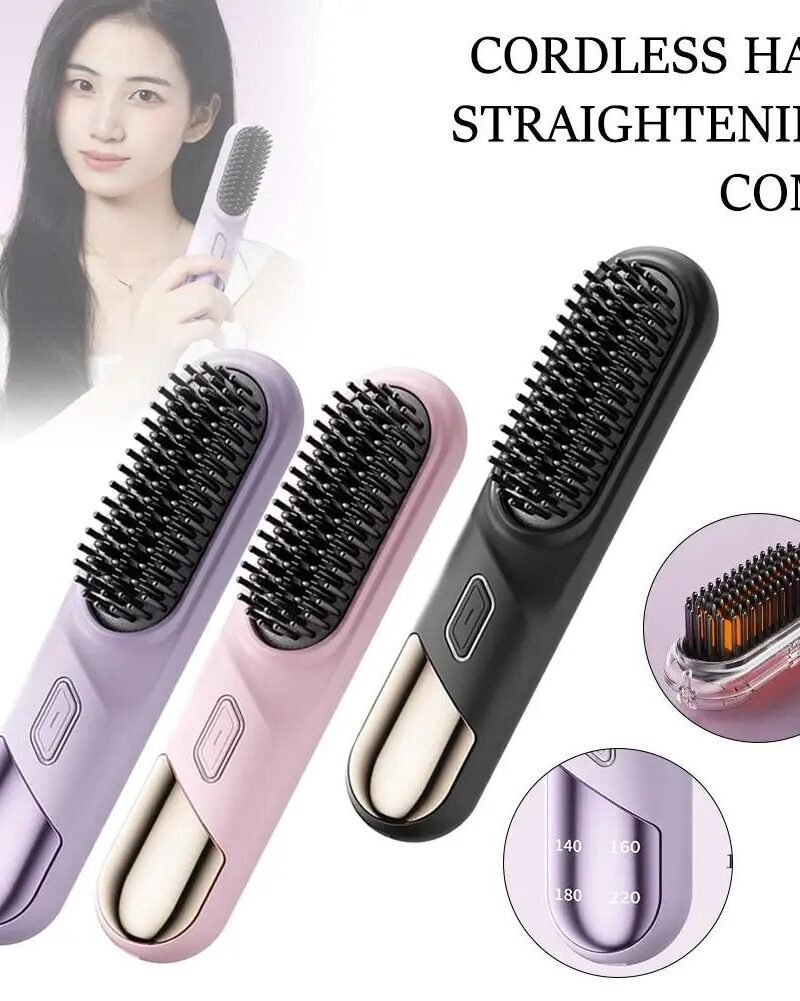 Cordless Wet-to-Dry Hair Straightener Brush