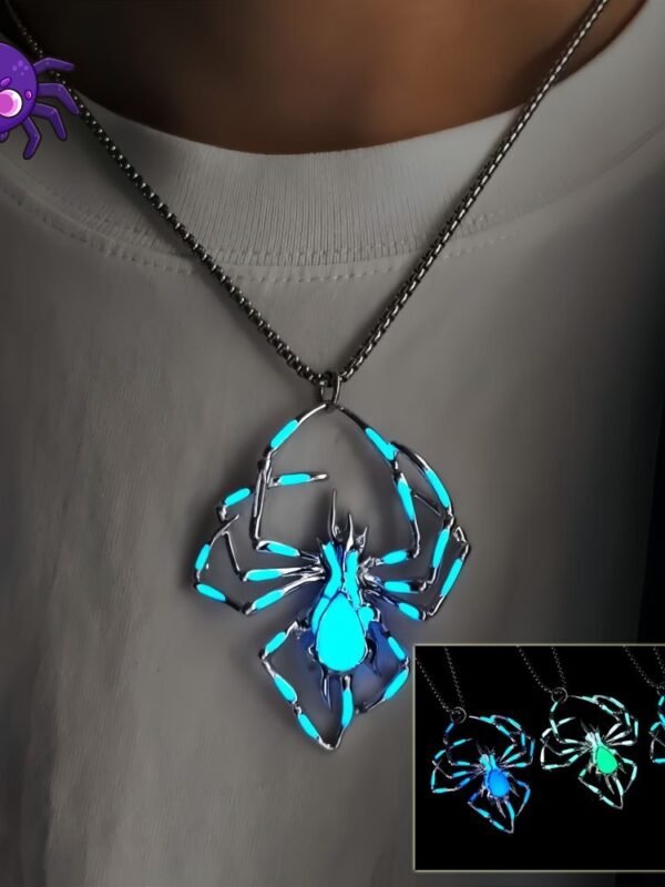 Glow-in-the-Dark Spider Pendant Necklace — Halloween Jewelry