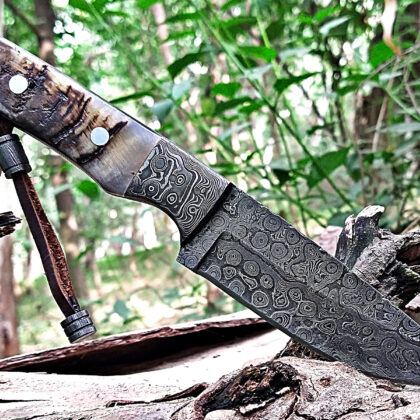 damascus steel knife fixed blade