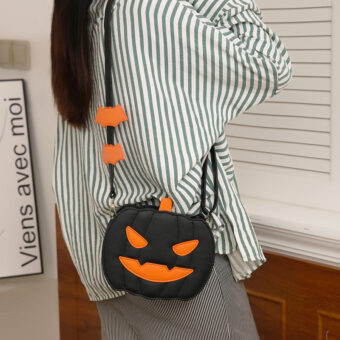 Funny Pumpkin & Bat Halloween Crossbody Bag - Creative Cartoon Design for Women - Image 7
