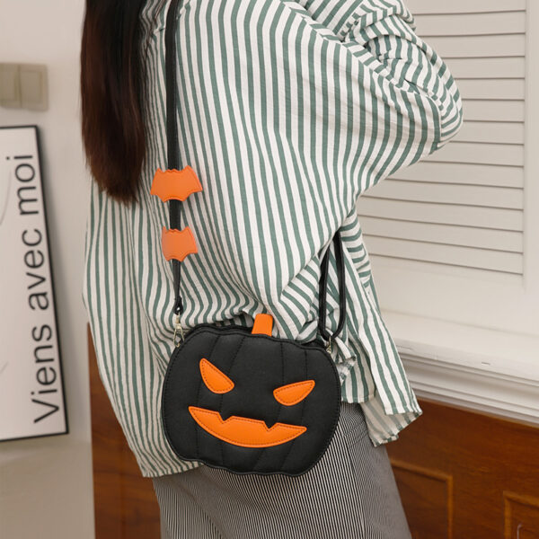 Funny Pumpkin & Bat Halloween Crossbody Bag - Creative Cartoon Design for Women - Image 7