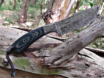 Handmade Damascus Steel Fixed Blade Knife | Leather Sheath | Wood Handle - Image 2