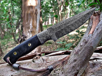 Artisan Handmade Damascus Steel Fixed Blade Knife | Leather Sheath | Exotic Wood - Image 2
