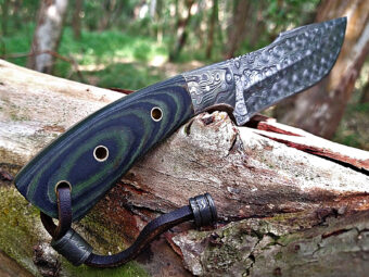 Handmade Damascus Steel Fixed Blade Knife | Leather Sheath | Wood Handle - Image 3