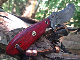 Premium Handmade Damascus Steel Fixed Blade Knife | Leather Sheath | Wood Handle - Image 4