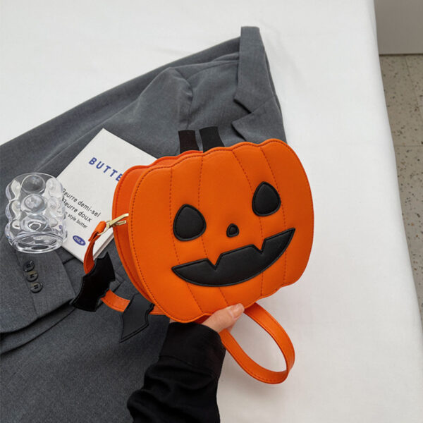 Funny Pumpkin & Bat Halloween Crossbody Bag - Creative Cartoon Design for Women - Image 6