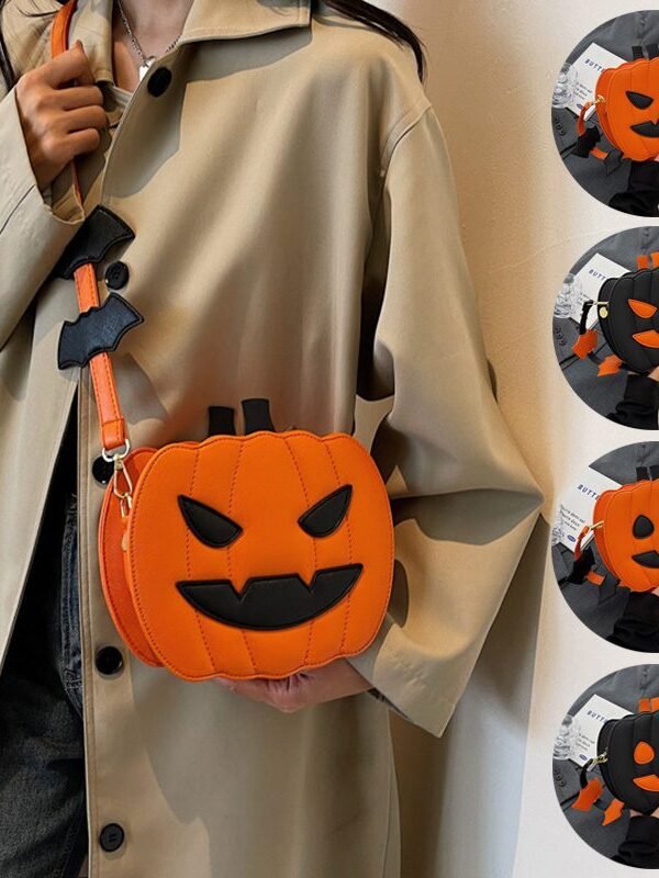 Pumpkin & Bat Halloween Crossbody Bag