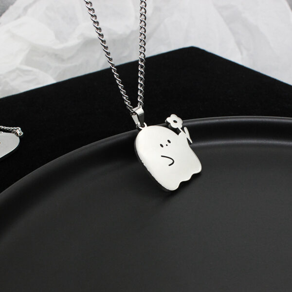 Stainless Steel Cute Ghost Couple Necklace - Image 5