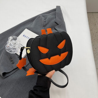 Funny Pumpkin & Bat Halloween Crossbody Bag - Creative Cartoon Design for Women - Image 9