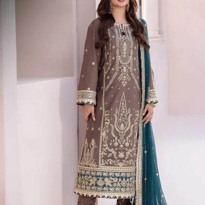 Asim Jofa Dhanak Rang Collection Salwar Kameez Grey Dress Party Wear Punjabi Suit Wedding Dress