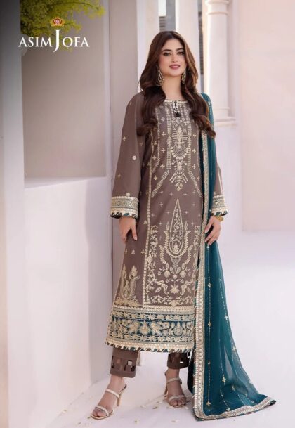 Asim Jofa Dhanak Rang Collection Salwar Kameez Grey Dress Party Wear Punjabi Suit Wedding Dress