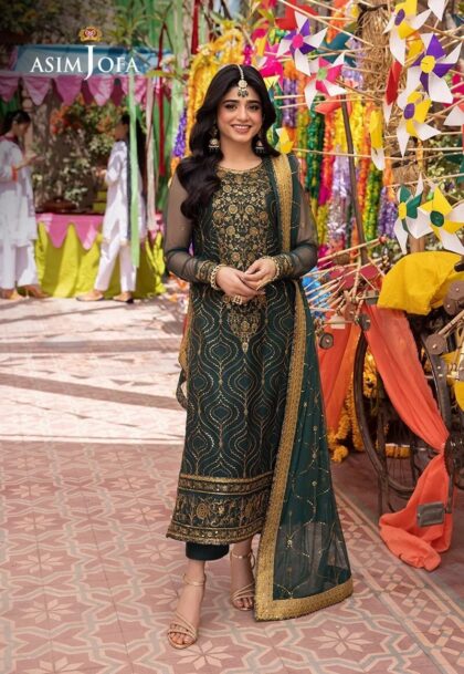 Asim Jofa Collection Pyaar Diyan Gallan Green Suit | Pakistani Salwar Kameez Party Wear Dress & Punjabi Wedding Attire