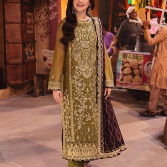 Asim Jofa Green Unstitched Embroidered Chiffon Suit | Designer Salwar Kameez for Party Wear & Eid Festivities