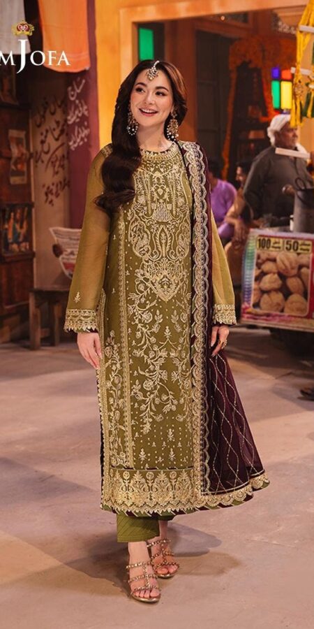 Asim Jofa Green Unstitched Embroidered Chiffon Suit | Designer Salwar Kameez for Party Wear & Eid Festivities