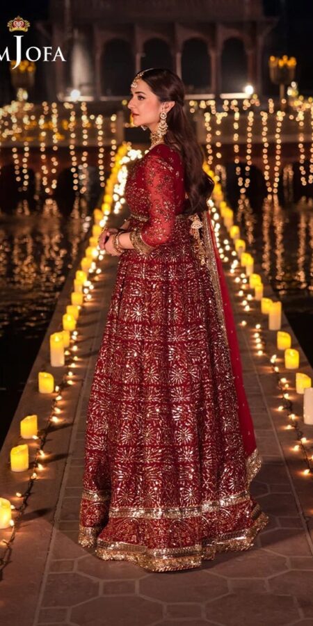Asim Jofa Unstitched Red Chiffon Suite | Pakistani Dress Party Wear, Punjabi Suit, Gift For Her, Wedding Dress, Indian Dress