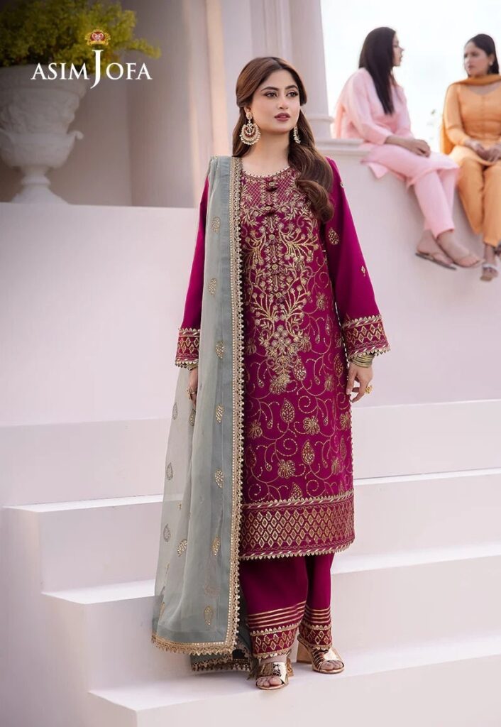 Asim Jofa Dhanak Rang Magenta Dress | Pakistani Salwar Kameez, Party Wear Punjabi Suit, Wedding Indian Dress