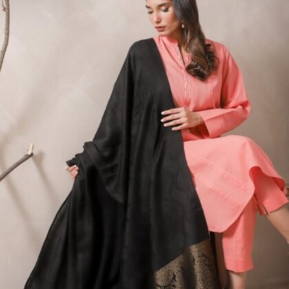 Authentic Asim Jofa Winter Shawl for Women with Zari Border – 100% Original Wrap