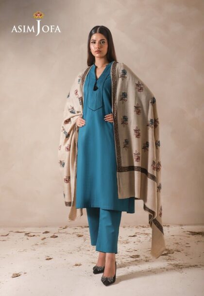 Asim Jofa Floral Hand Embroidered Pakistani Winter Shawl | Womens Winter Wrap