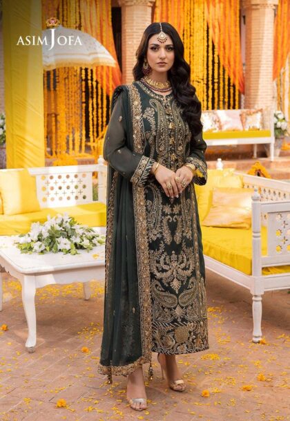 Asim Jofa Collection Embroidered Paper Cotton Salwar Kameez | Pakistani Designer Wedding & Party Dress