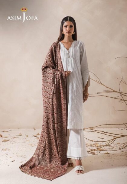 Asim Jofa Paisley Pattern Jacquard Winter Shawl For Women, Pakistani Winter Shawl