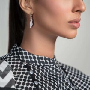 Stylish Alloy Metal Earrings - White with Silver Finish and Sterling Silver Stud