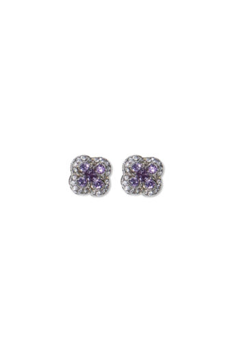 Elegant Purple & White Zircon Stud Earrings for Women - Sterling Silver Back Pin - Image 2