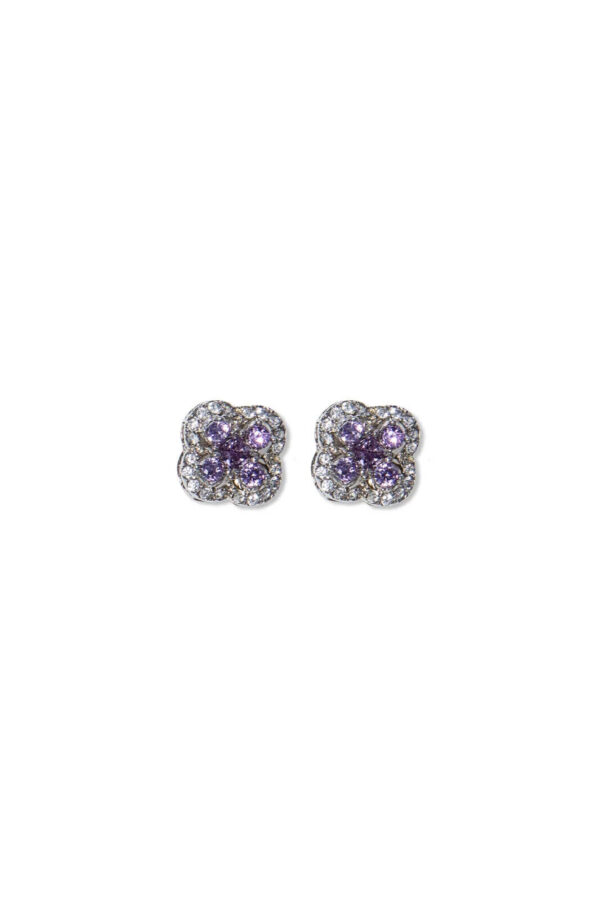 Elegant Purple & White Zircon Stud Earrings for Women - Sterling Silver Back Pin - Image 2