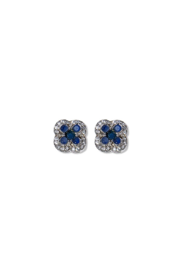 Blue Onyx & White Zircon Studs – Sterling Silver Finish with Alloy Base - Image 4