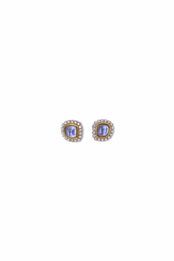 Elegant Blue Tourmaline & Zircon Stud Earrings for Women - Silver Finish - Image 2