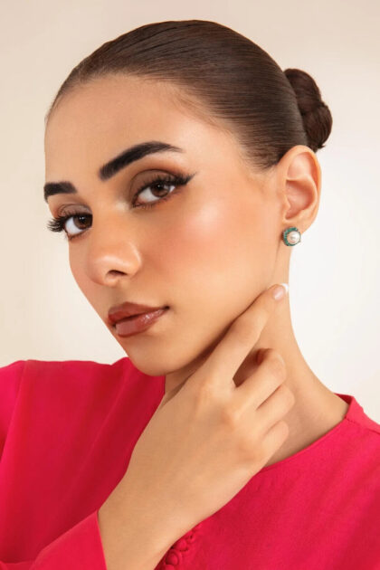 Nice Green Tourmaline, Zircon & Pearl Stud Earrings for Women - Sterling Silver