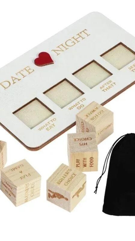 Wooden Couples Date Night Dice | Romantic Game for Couples | Fun Date Night Ideas & Action Decision Dice for Memorable Evenings