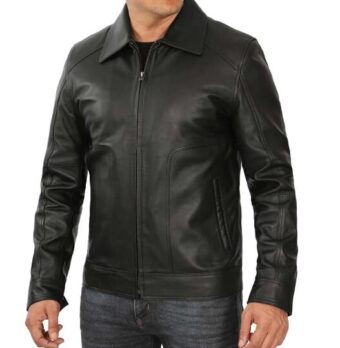 black leather jacket men