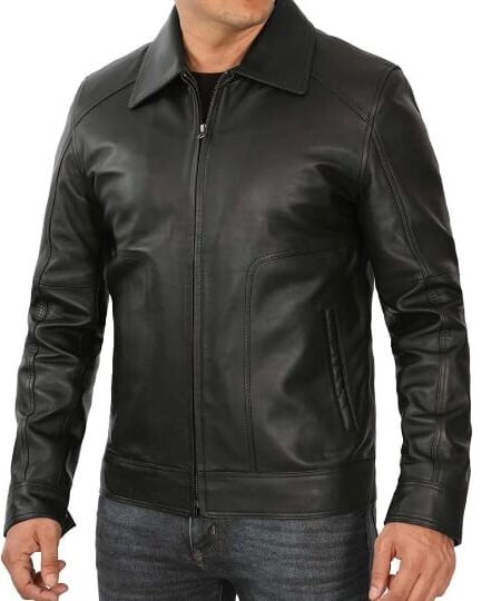 black leather jacket men