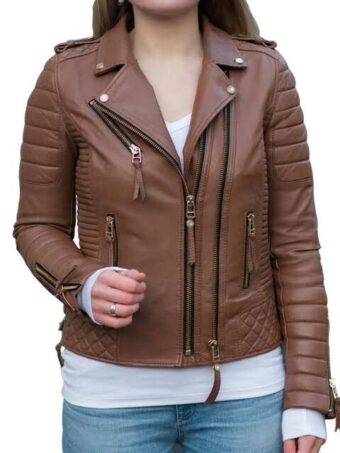 brown leather jacket women