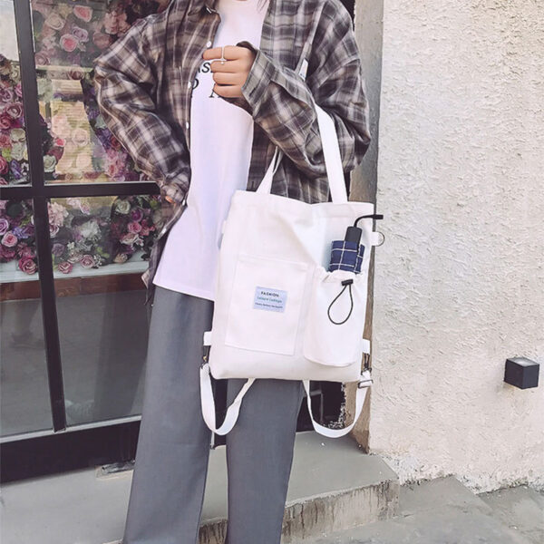 Harajuku Canvas Backpack for Women – Stylish Preppy School Bag - Image 2