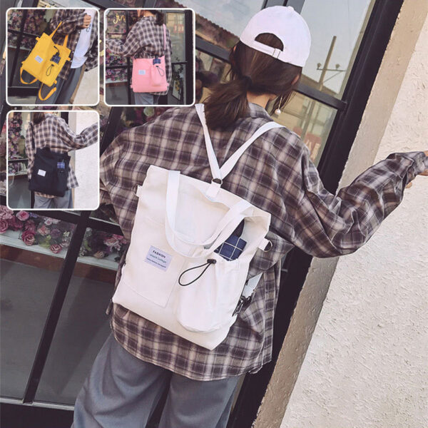 Harajuku Canvas Backpack for Women – Stylish Preppy School Bag